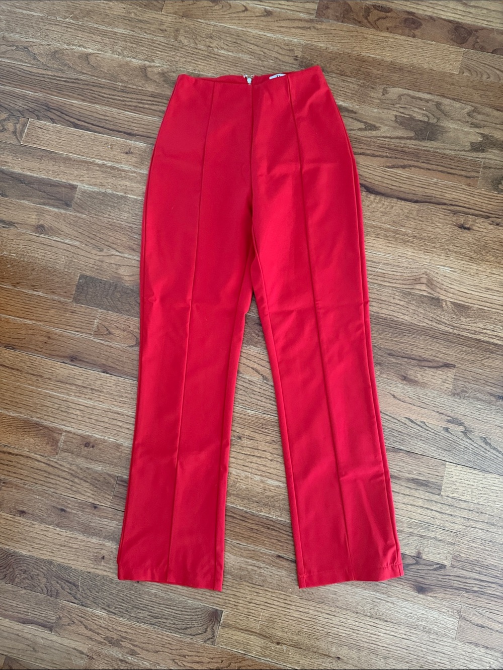 Tiger Mist Vibrant Red High-Waist Straight Trousers